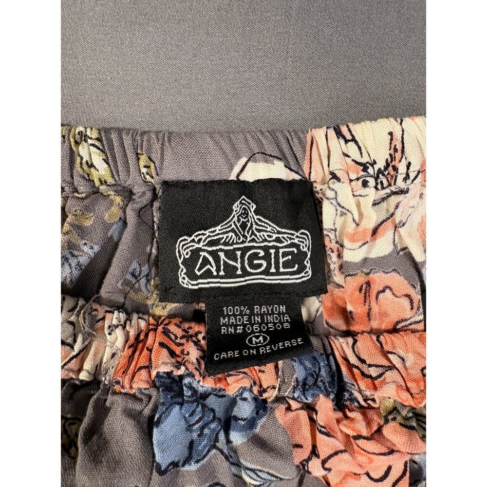 Angie Floral Romper Womens MED gray Rayon 3/4 Flare Sleeve Boho Chic City India - Picture 2 of 4
